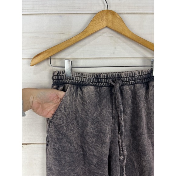 Three Bird Nest Sweatpants Womens Small Gray Wide Leg Crop Drawstring Pockets - Picture 3 of 8